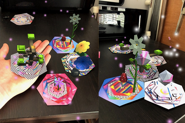 Kate Geck ARt Tool image of the augmented reality acrylic tiles created with art therapist katie Collins as a specualtive project for children in hospital for digital art therapy